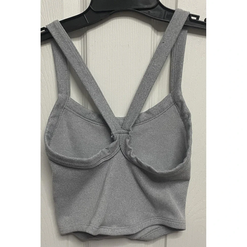 Free People Movement Women Ribbed Hot Pink Leggings & Gray Sports Bra Set XS